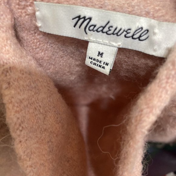 Madewell Womens Turtle Neck Sweater Sz M Pink Tunic Side Slits Wool Alpaca - Picture 7 of 8